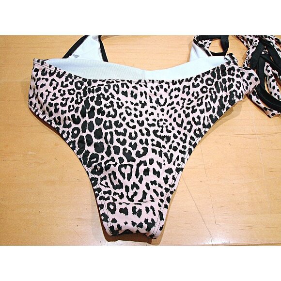 Swimsuit Halterneck Plunge Neck 1 Piece Leopard Print Multiways to Wear Size S/M - Picture 7 of 12